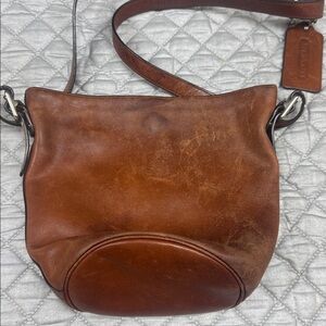 Vintage Coach Brown Leather Bucket Crossbody Bag
